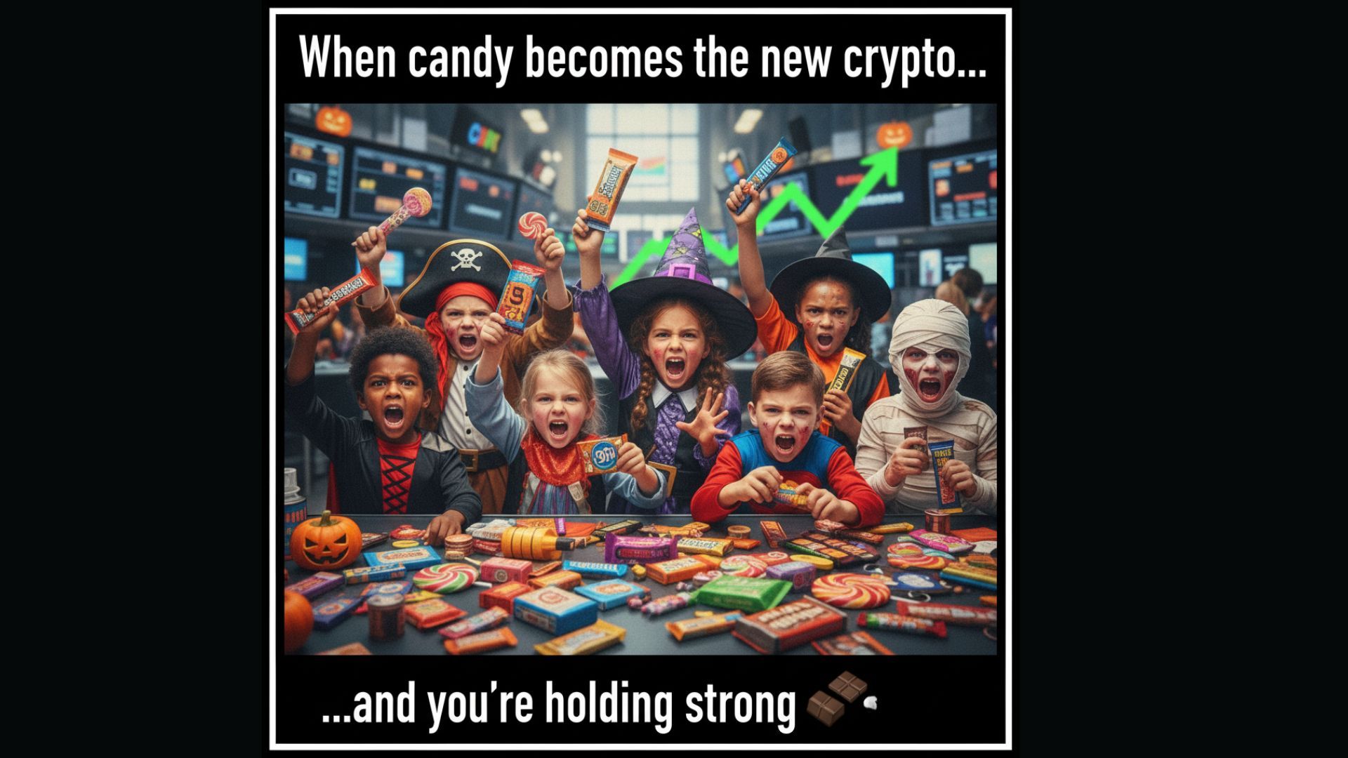 kids trading Halloween candy like Wall Street brokers